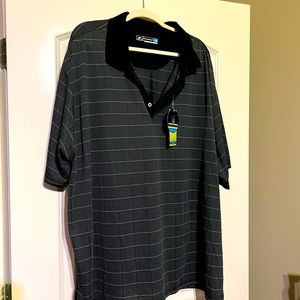 NWT Iron Eagle Golf Polo - Size 4XLT- Black & Grey Plaid